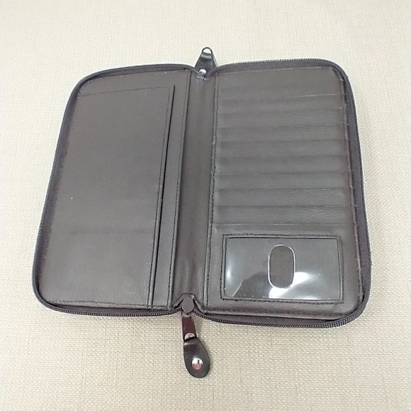 CHOCOLATE BROWN LEATHER ORGANIZER WALLET - Picture 4 of 10